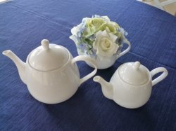 Photo3: White Porcelain Teapots - Raffles style