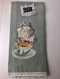 Tea Towel - Stacked Tea Cups
