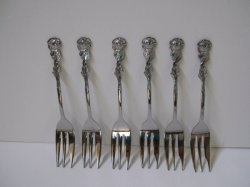 Photo1: Rose Handle Fork Set of 6