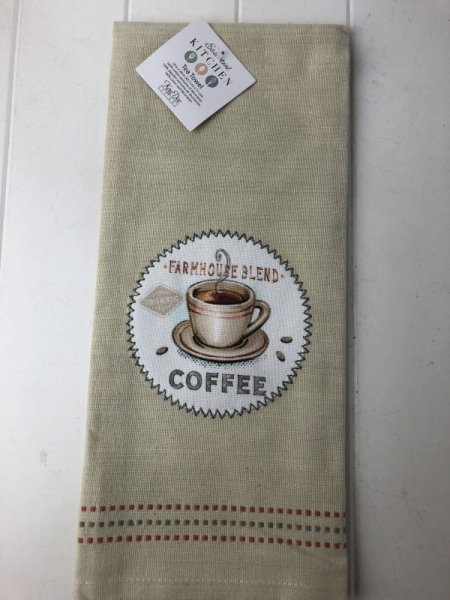 Photo1: Tea Towel - Cup of Coffee (1)