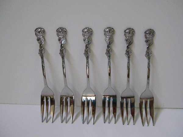 Photo1: Rose Handle Fork Set of 6 (1)